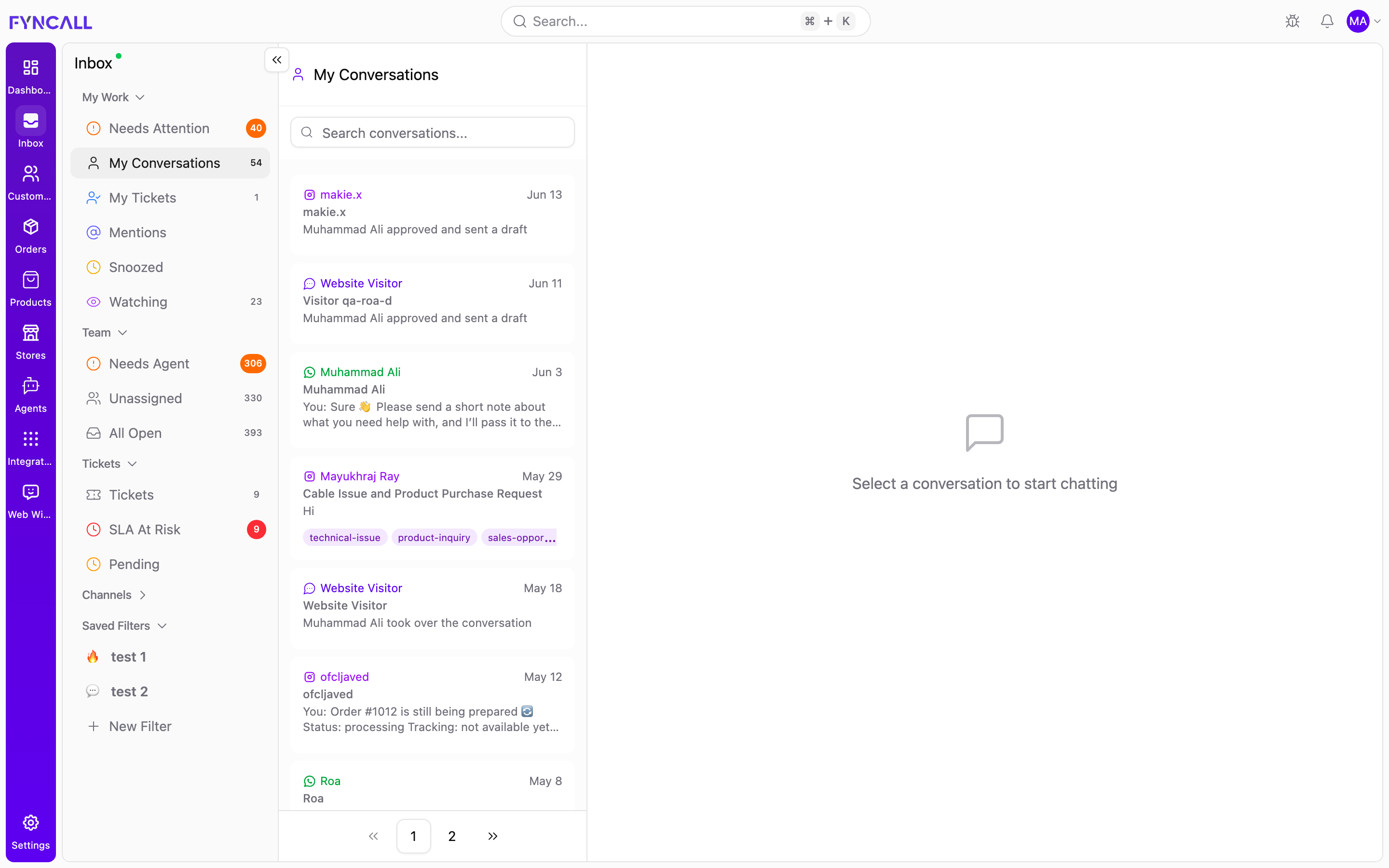 Conversation list across channels