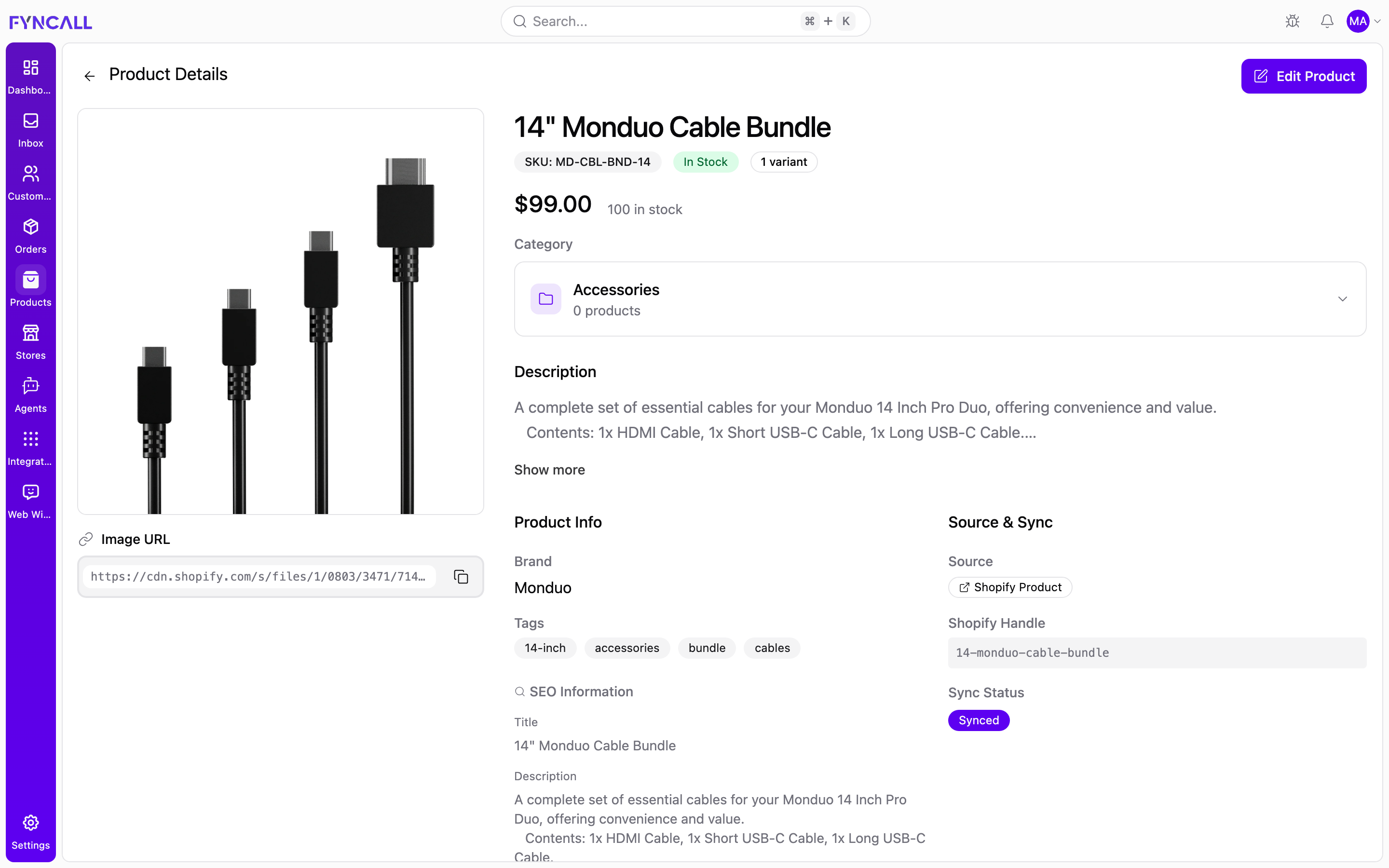 Product detail page